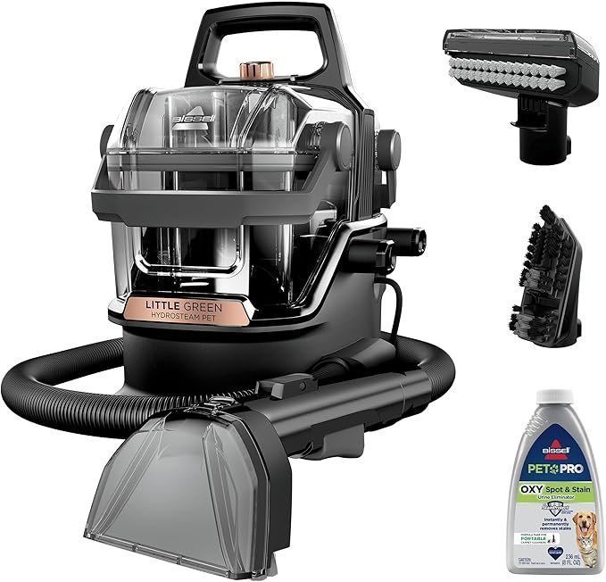 BISSELL Little Green HydroSteam Multi-Purpose Portable Carpet and Upholstery Cleaner, Car and Auto Detailer, 3618